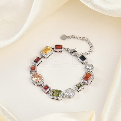 Brass Micro Pave Clear Cubic Zirconia Bracelets for Women BJEW-M047-04P-1