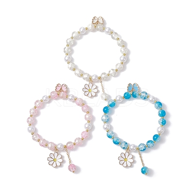3Pcs 3 Color Glass Beads Stretch Bracelet BJEW-JB09751-02-1