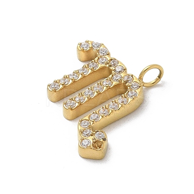 Ion Plating(IP) 304 Stainless Steel Micro Pave Cubic Zirconia Charms STAS-Z107-09G-07-1