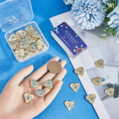 40Pcs Rack Plating Alloy Enamel Pendants PALLOY-SC0013-22-1