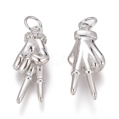 Brass Micro Pave Clear Cubic Zirconia ASL Pendants ZIRC-Z008-32P-1