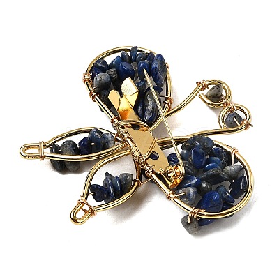 Butterfly Natural Lapis Lazuli Brooch G-A278-02G-04-1