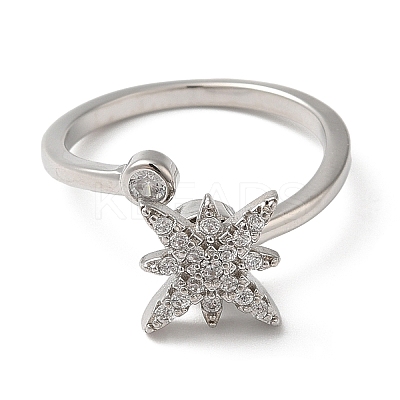 Rotatable Cat Eye Open Ring with Cubic Zirconia RJEW-Q776-01G-01-1