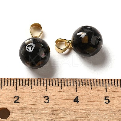 Natural Black Lip Shell Dyed Round Charms SSHEL-H071-01G-01-1