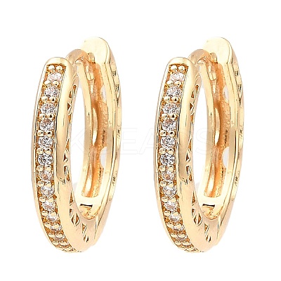 Brass Micro Pave Cubic Zirconia Hoop Earrings EJEW-D078-12KCG-1