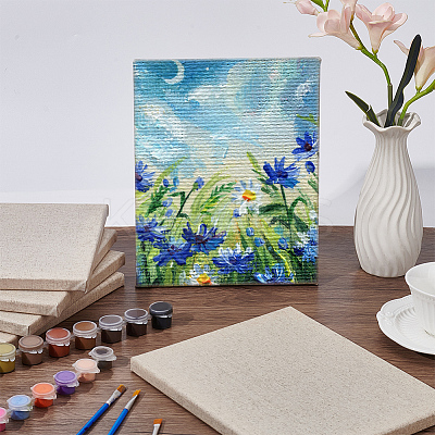 6Pcs Rectangle Wood Painting Linen Panels AJEW-WA0001-08-1