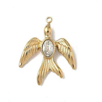 304 Stainless Steel Rhinestone Pendants Ion Plating(IP) STAS-V015-05G-1