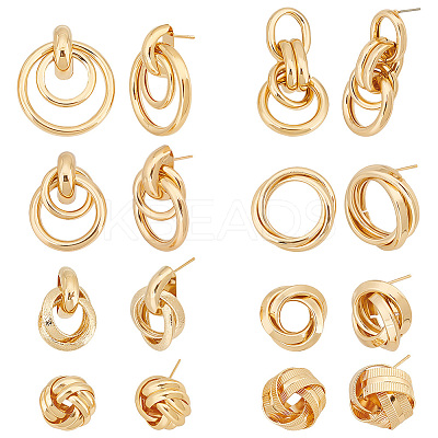8 Pairs 8 Style Iron & Alloy & 316 Surgical Stainless Steel Stud Earrings EJEW-AN0003-79-1