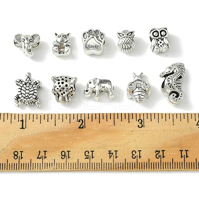 60Pcs 10 Style Tibetan Style Alloy European Beads TIBEB-FS0001-03-1