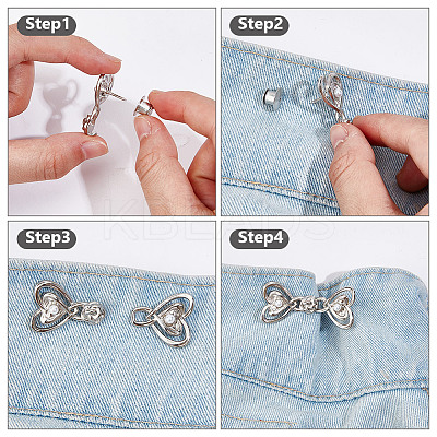 12Pcs 3 Colors Heart Shape Alloy Adjustable Jean Button Pins FIND-DR0001-88-1