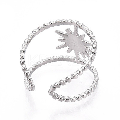 304 Stainless Steel Cuff Rings Components STAS-N113-01P-1