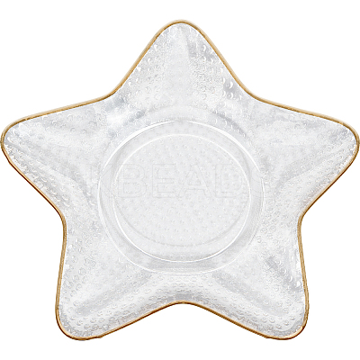1Pc Ocean Series Transparent Gold Rim Glass Jewelry Plates AJEW-SC0002-79B-1