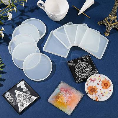 10Pcs 2 Style Coaster Silicone Molds DIY-SZ0002-73-1