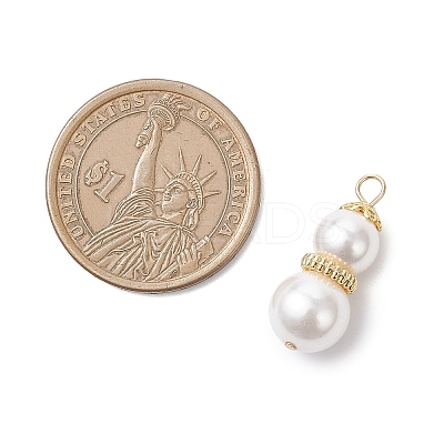 White Round Shell Pearl Pendants PALLOY-JF04378-1