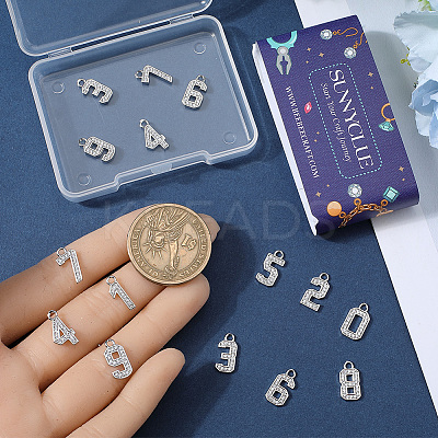 20Pcs 10 Styles Brass Micro Pave Clear Cubic Zirconia Pendants ZIRC-SC0001-31-1