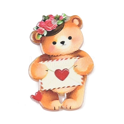 Valentine's Day Opaque Printed Acrylic Pendants OACR-A045-06H-1