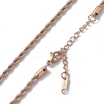 Ion Plating(IP) 304 Stainless Steel Rope Chain Necklace for Men Women NJEW-K245-023E-1