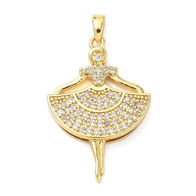Brass Micro Pave Cubic Zirconia Pendants KK-D357-27G-1