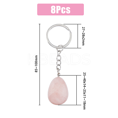 Natural Rose Quartz Keychain G-DC0001-24-1