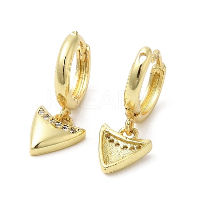 Rack Plating Brass Triangle Dangle Hoop Earrings with Cubic Zirconia EJEW-D061-26G-1