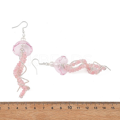 Dyed Natural Malaysia Jade Jellyfish Dangle Earrings for Women EJEW-JE07484-01-1