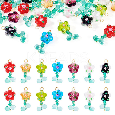 20 Pcs Random Color Glass Pendants
 PALLOY-TA00219-1