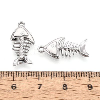 304 Stainless Steel Fishbone Pendants STAS-T069-07P-1