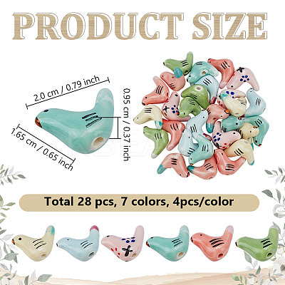 28Pcs 7 Colors Handmade Porcelain Beads PORC-GO0001-02-1