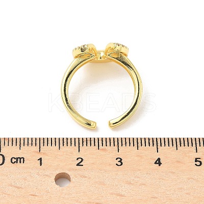 Brass Micro Pave Cubic Zirconia Open Cuff Rings RJEW-V009-11G-1