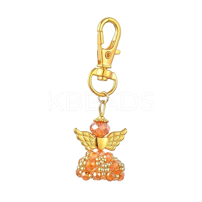 Angel Glass & Alloy Pendant Decorations HJEW-MZ00360-05-1