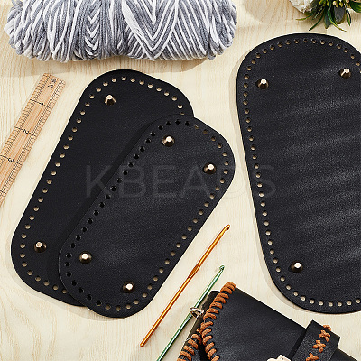 3Pcs 3 Style Oval PU Leather Knitting Crochet Bags Nail Bottom Shaper Pad DIY-PH0009-84-1