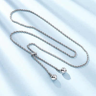 Round Brass Slider Lariat Necklaces for Women NJEW-G162-05P-1