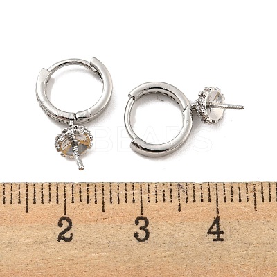 Brass Micro Pave Clear Cubic Zirconia Hoop Earring Findings KK-G490-12P-1