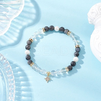 Brass Micro Pave Cubic Zirconia Charm Bracelets BJEW-JB12230-03-1