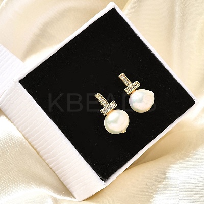 Natural Pearl Ear Studs EJEW-L099-09G-1
