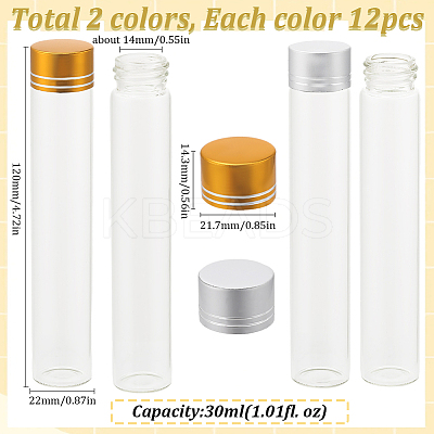 24Pcs 2 Colors Clear Glass Bottles Bead Containers CON-SC0001-13C-01-1