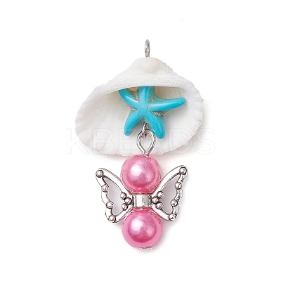 12Pcs Shell Pendants PALLOY-JF03695-02-1