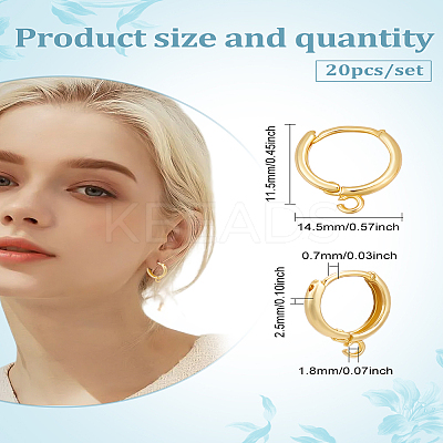 20Pcs Brass Huggie Hoop Earring Findings KK-LP0001-58-1