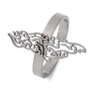 201 Stainless Steel Open Cuff Rings for Women RJEW-F172-01P-1
