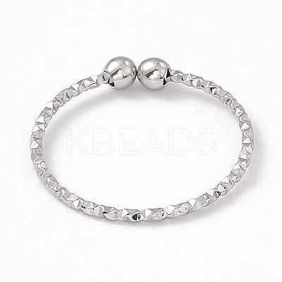 Non-Tarnish 304 Stainless Steel Round Ball Open Cuff Ring for Women RJEW-G275-01P-1