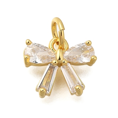 Rack Plating Brass Micro Pave Cubic Zirconia Charms KK-I716-22G-01-1