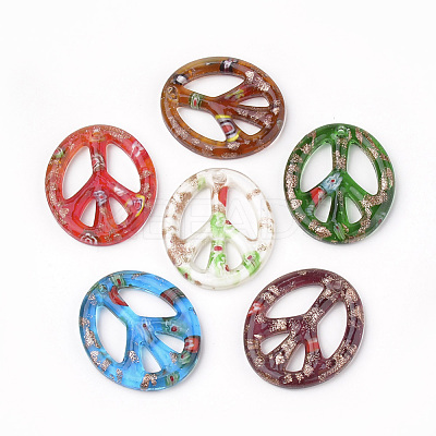 Handmade Gold Sand Lampwork Pendants LAMP-S189-09-B-1