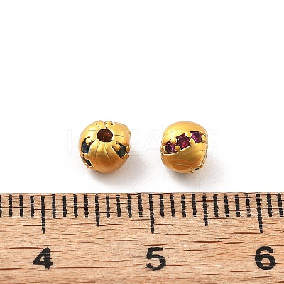 Brass Micro Pave Cubic Zirconia Beads KK-R216-08G-01-1