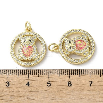 Brass Micro Pave Clear Cubic Zirconia Pendants KK-C045-04G-1