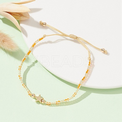 Star Cross Heart Adjustable Braided Bracelet Sets BJEW-MZ00043-1