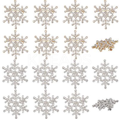 10Pcs 2 Colors Crystal Rhinestone Christmas Snowflake Brooch Pin JEWB-GF0001-29-1