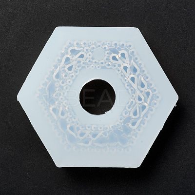 Imitation Embedded Rhinestone Hexagon Pendant Silicone Molds DIY-I090-12-1