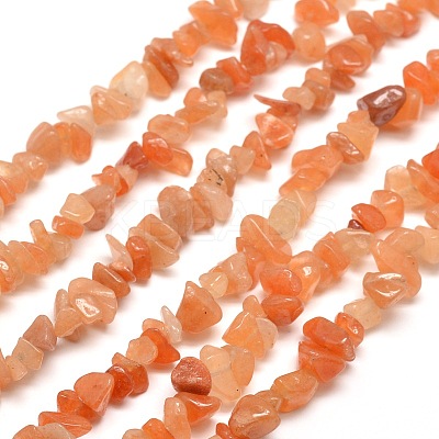 Natural Red Aventurine Chip Bead Strands G-M205-10A-1