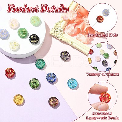 14Pcs 14 Colors Handmade Lampwork Beads LAMP-CJ0002-86-1