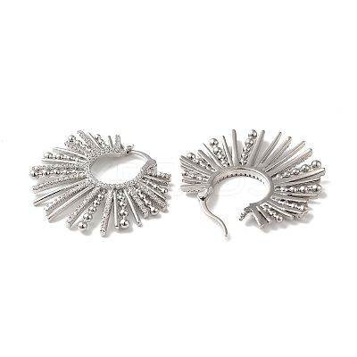 Cubic Zirconia Sun Hoop Earrings EJEW-Z019-25P-1